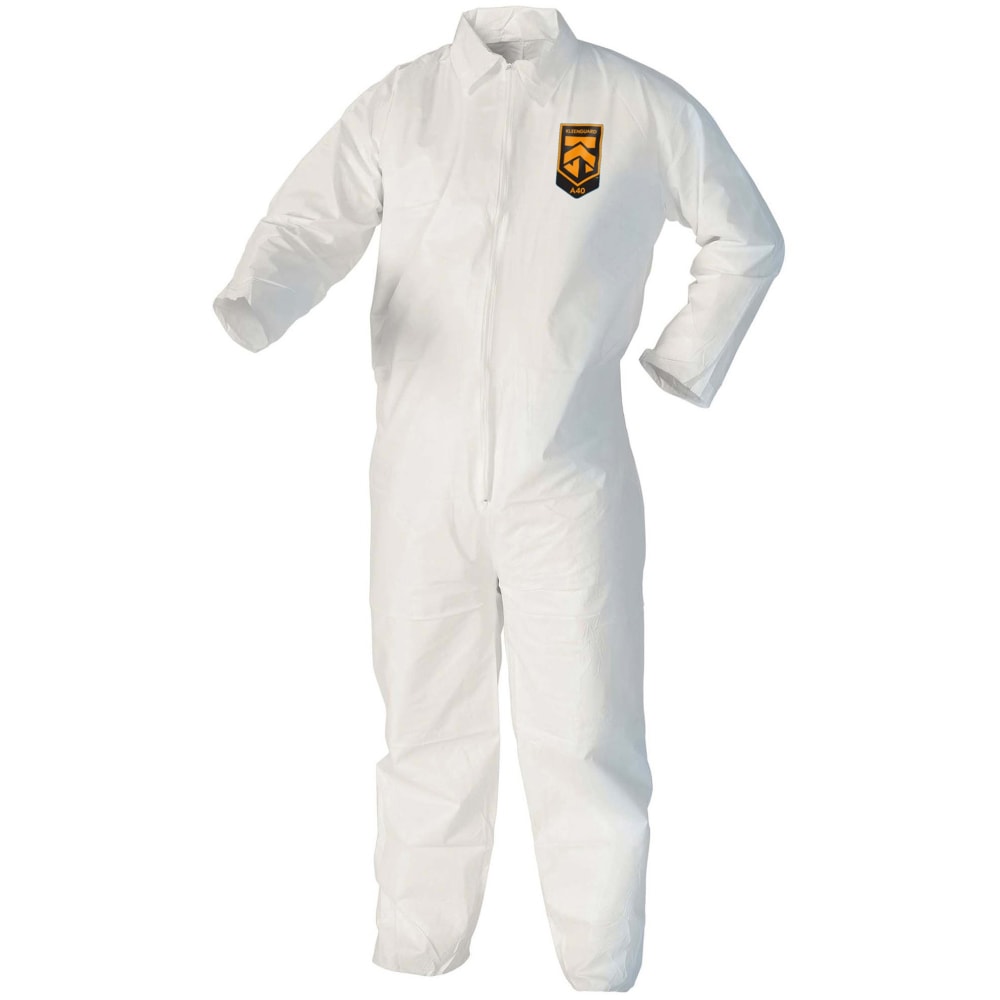 Kleenguard A40 Coveralls - Zipper Front - 3-Xtra Large Size - Liquid, Flying Particle Protection - White - 44306