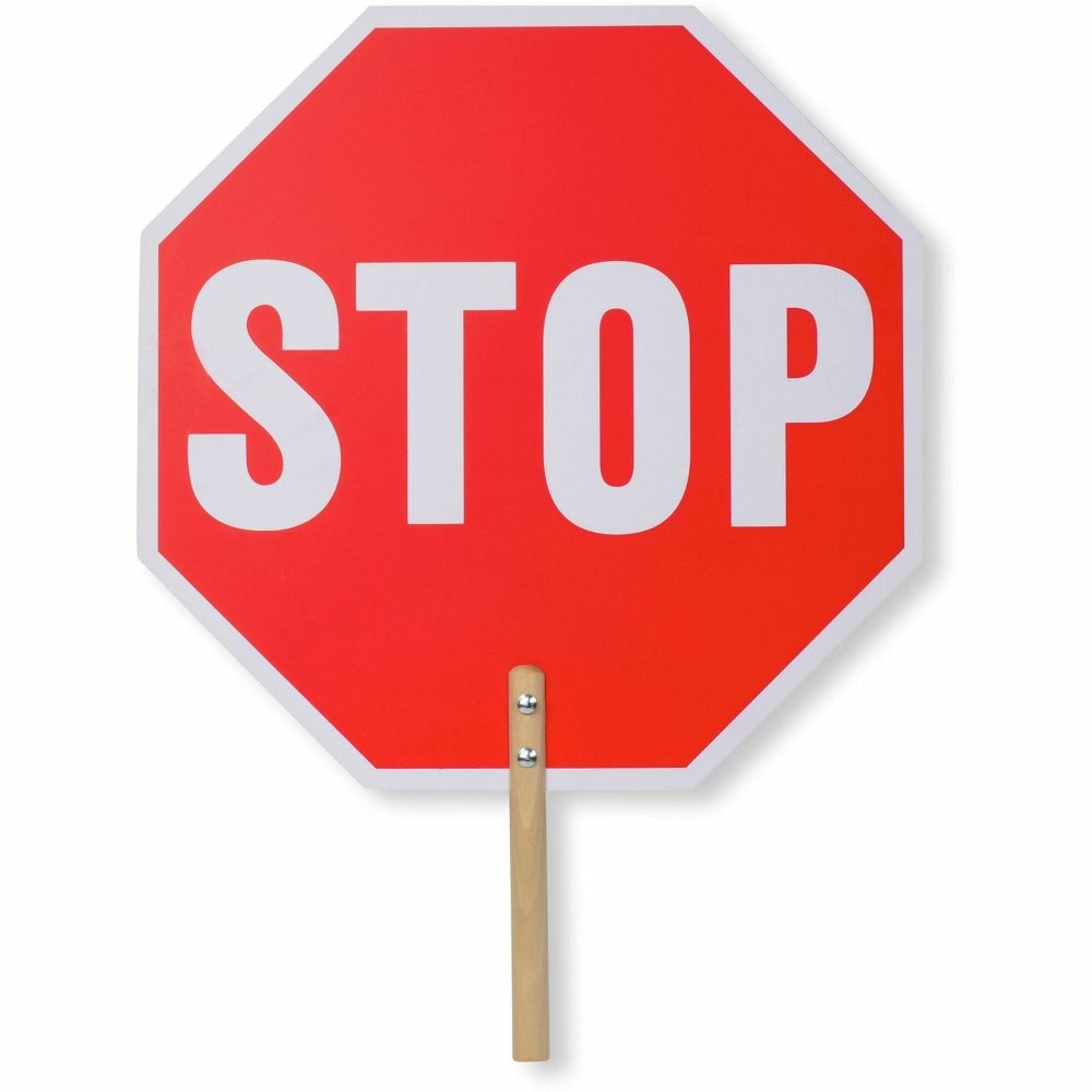 Tatco Handheld Stop Sign - Print/Message "Stop" - 18inx 18inx0.2in Depth - White Print/Message Color - Double Sided - 17520