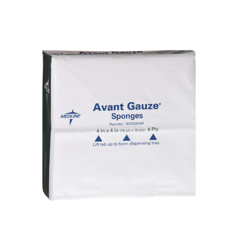 Medline Avant Gauze Nonwoven Nonsterile Sponges, 4in x 4in, White, Case Of 2,500