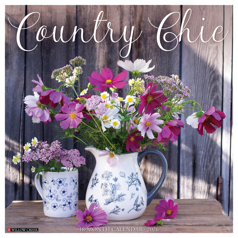2026 Willow Creek Press Art & Design Monthly Wall Calendar, 12in x 12in, Country Chic, January To December, 50859