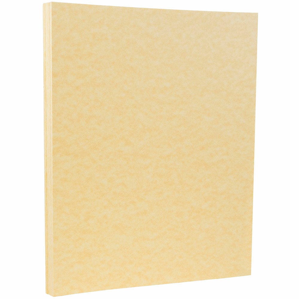 JAM Paper Parchment Paper, Antique Gold, Letter (8.5in x 11in), 100 Sheets Per Pack, 24 Lb, 30% Recycled