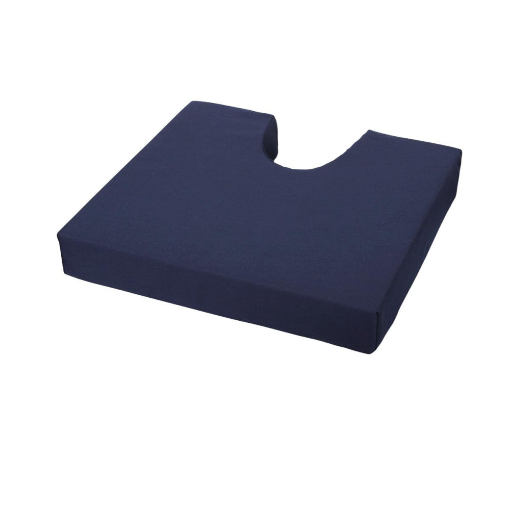 Medline Pressure-Redistribution Foam Cushions, Coccyx Cut-Out, 3inH x 18inW x 16inD, Blue, Pack Of 4
