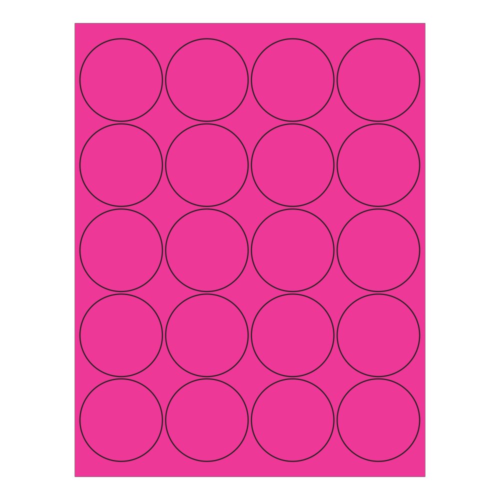 Tape Logic Round Labels For Inkjet/Laser Printers, LL197PK, 2in, Fluorescent Pink, Pack Of 2,000 Labels