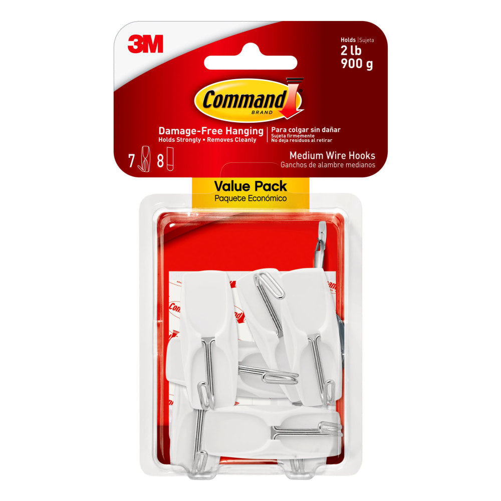Command Medium Wire Toggle Hooks, 7 Hooks, 8 White Adhesive Strips, Damage Free Hanging Picture Hangers, No Tools Wall Hanging Strips  - 170657ES