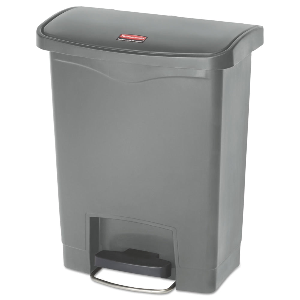 Rubbermaid Commercial Slim Jim Streamline Resin Step-On Container, Front Step Style, 8 gal, Polyethylene, Gray