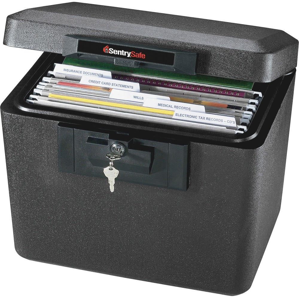 Sentry Safe Security Fire File - Key Lock - Fire Resistant - Overall Size 13.6in Height x 15.3in Width x 12.1in Depth - Black - Steel