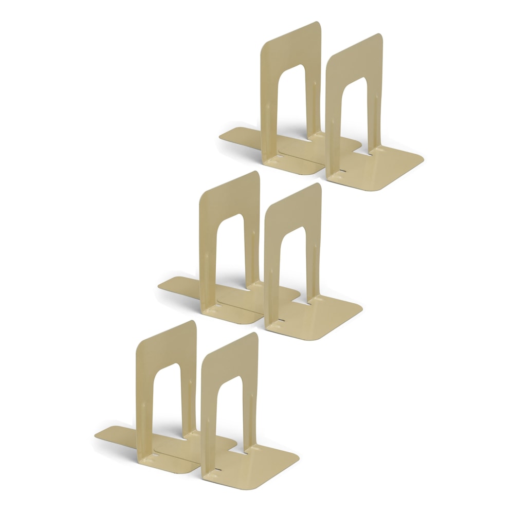 Charles Leonard Bookends, 9inH, Tan, 2 Per Pack, Set Of 3 Packs