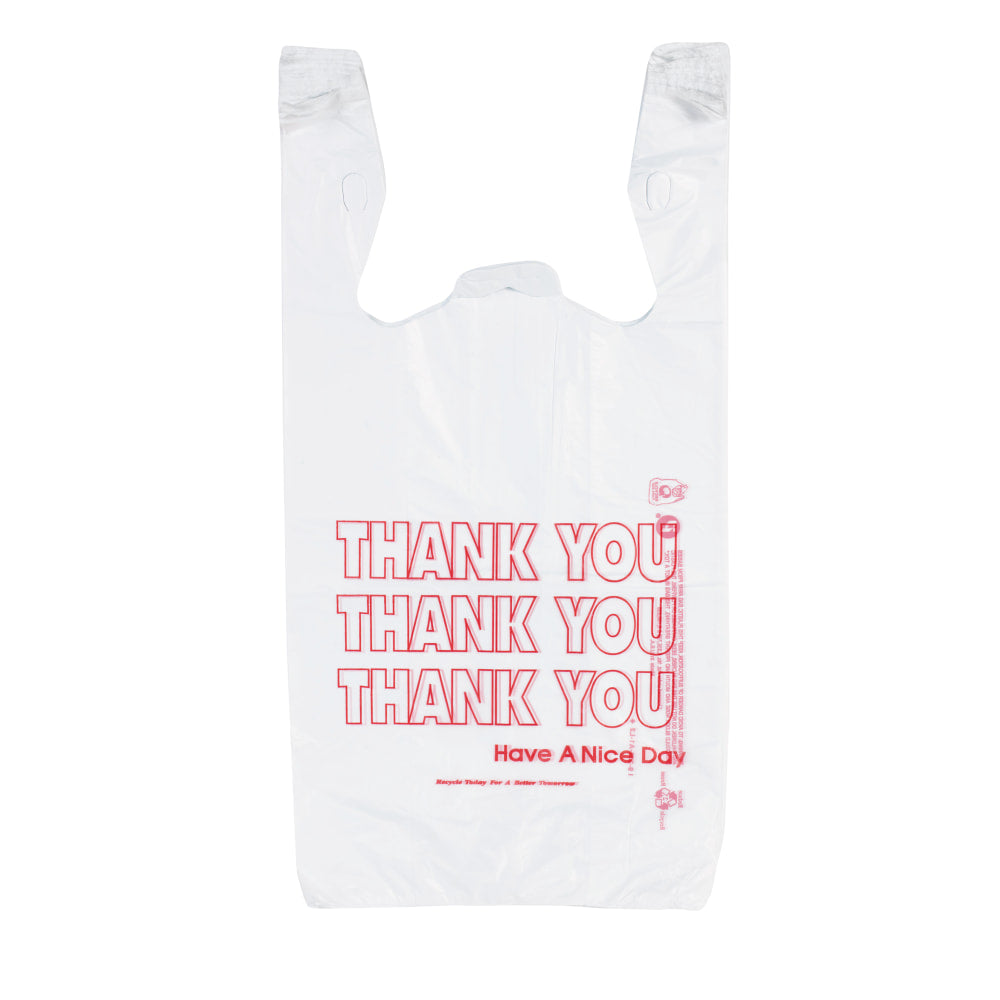 Inteplast Hilex Poly Thank You Bags, 21inH x 11 1/2inW x 6 1/2inD, White, Pack Of 500