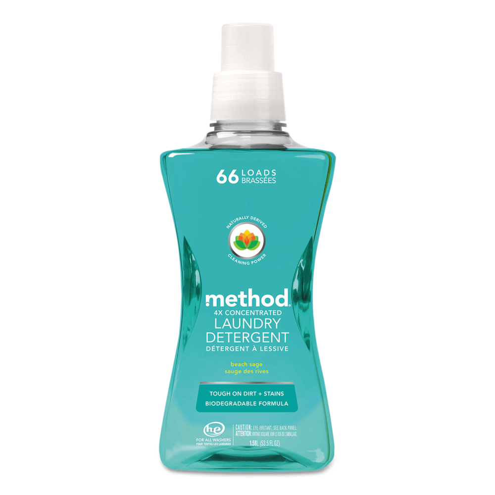 Method 4X Concentrated Laundry Detergent, Beach Sage, 53.5 oz Bottle, 01489