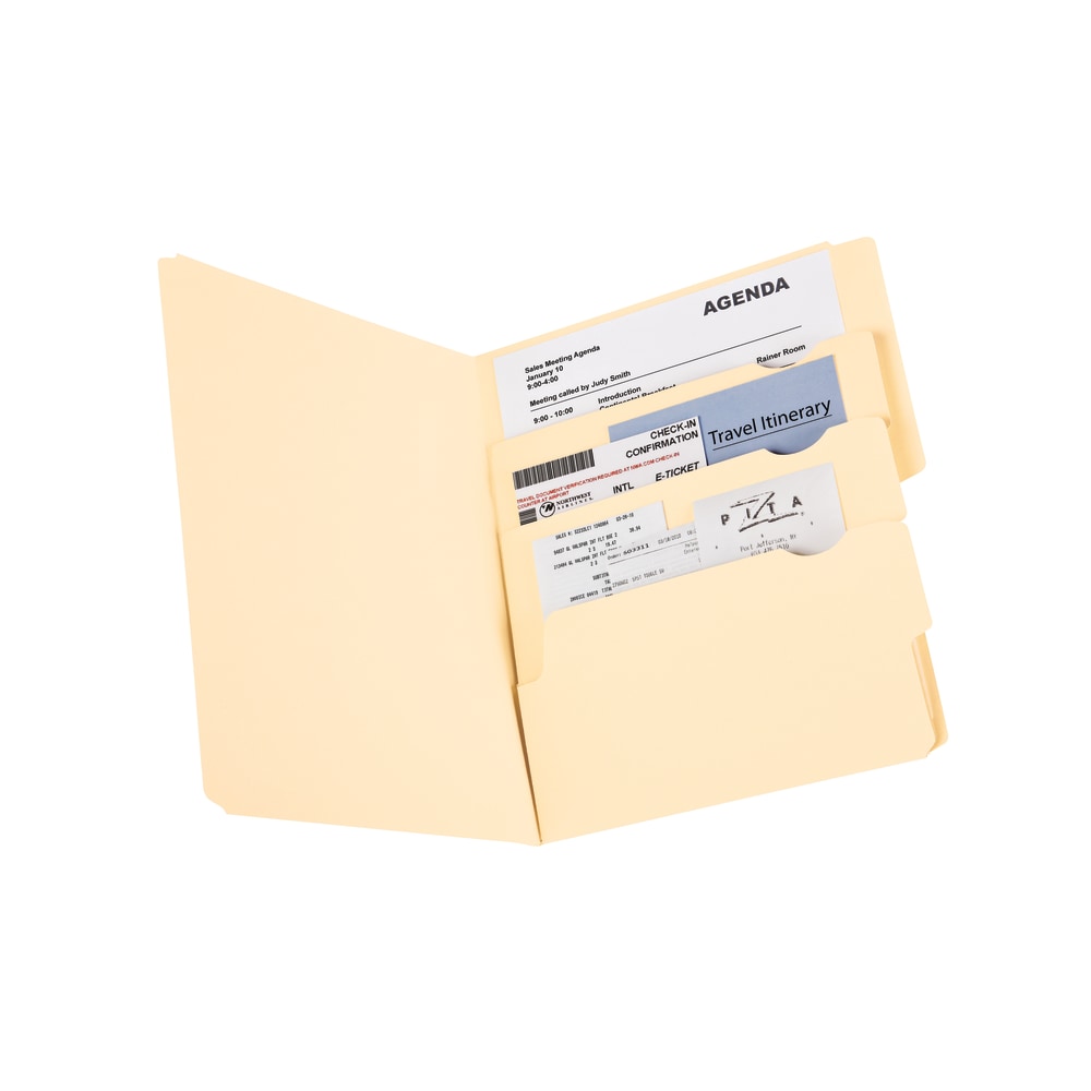 Pendaflex Divide It Up Multi-Section File Folders, 8 1/2in x 11, Letter Size, Manila, Pack Of 24