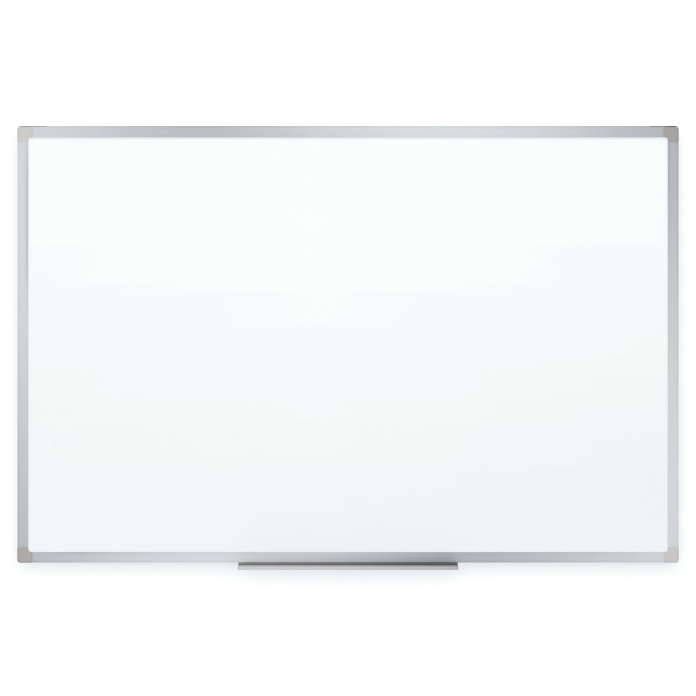 Mead Melamine Non-Magnetic Dry-Erase Whiteboard With Marker Tray, 72in x 48in, Aluminum Frame With Silver Finish
