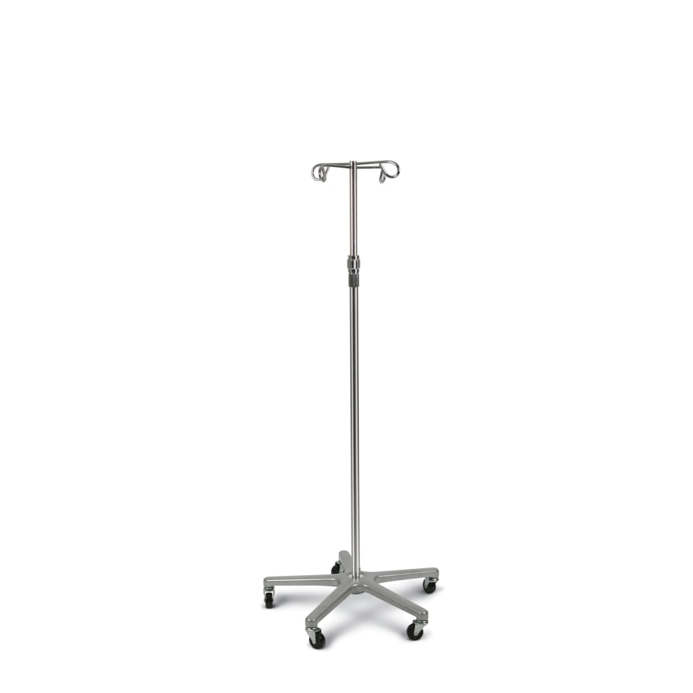 Medline Aluminum Deluxe 5-Leg IV Poles, Chrome, Case Of 2