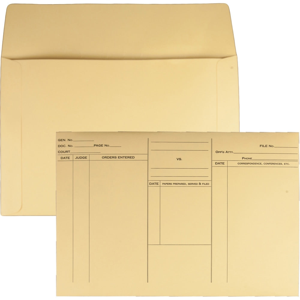 Quality Park Attorneys File Style Fold Flap Envelope - Document - 14 3/4in Width x 10in Length - Buff - 100 / Box