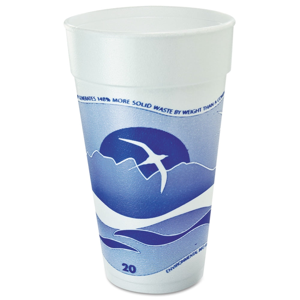 Dart Horizon Hot/Cold Foam Drinking Cups, 20 Oz, Blueberry/White, Bag Of 25 Cups, Carton Of 20 Bags