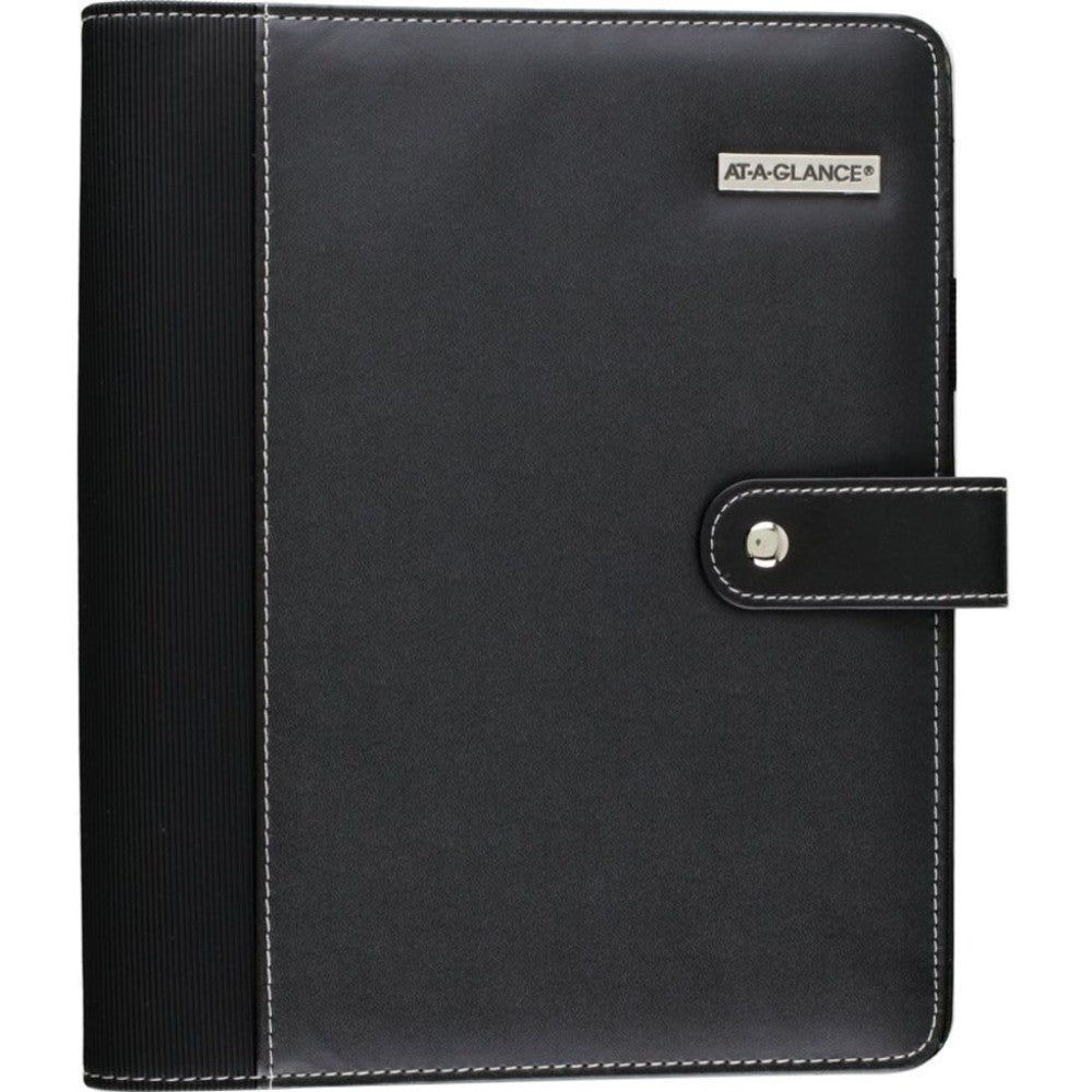 AT-A-GLANCE Weekly/Monthly Faux Leather Fashion Starter Set Planner, Tread Spine, 5 1/2in x 8 1/2in, Black