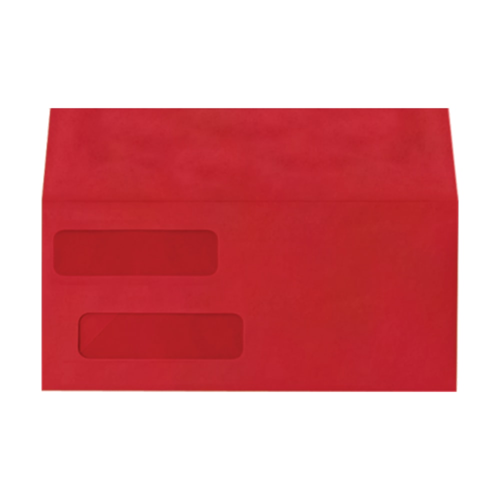 LUX #10 Invoice Envelopes, Double-Window, Peel & Press Closure, Ruby Red, Pack Of 250
