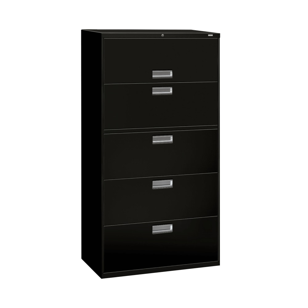 HON Brigade 600 36inW x 18inD Lateral 5-Drawer File Cabinet, Black