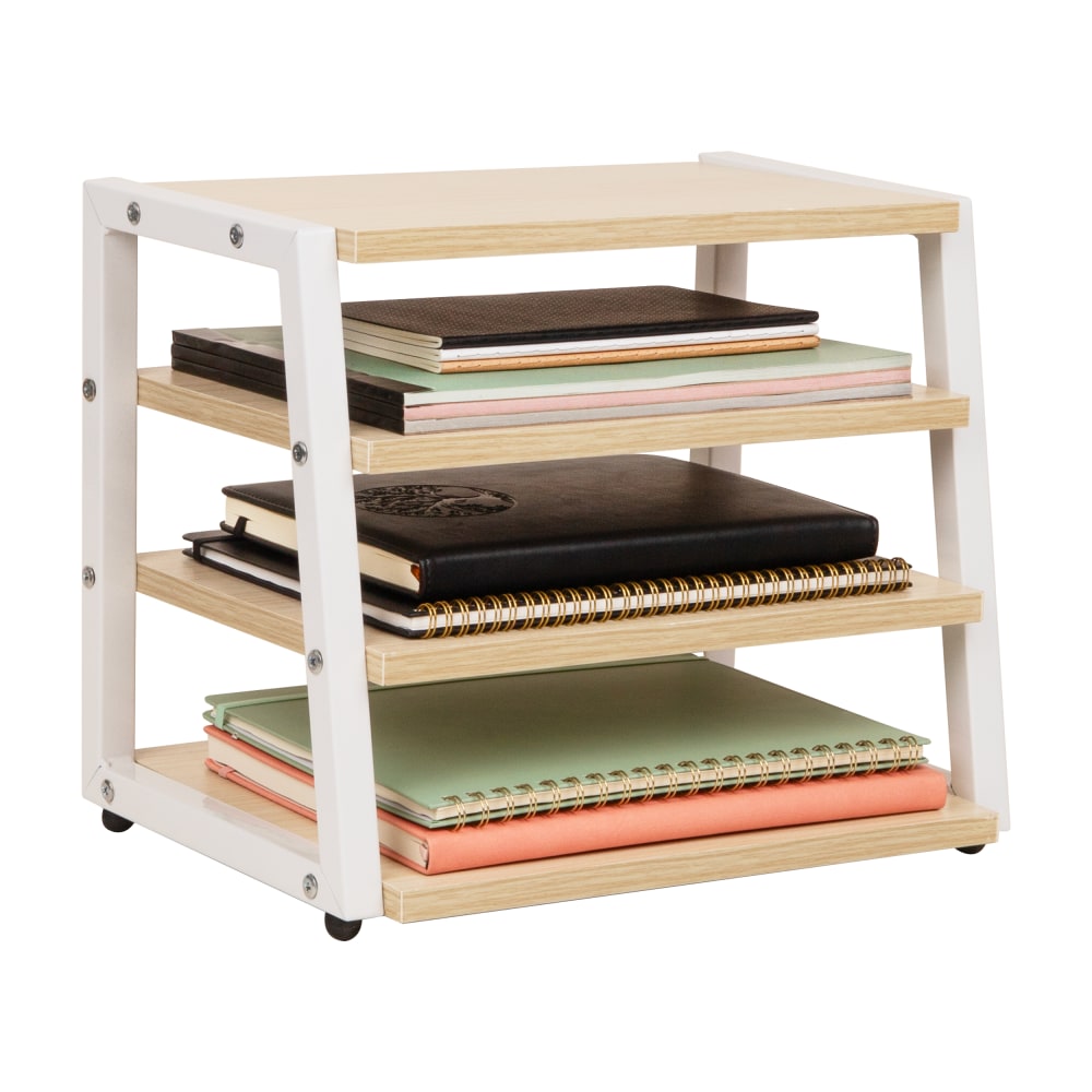 Mind Reader 4-Tier Desk Organizer, 12-1/4inH x 9-3/4inW x 14-1/2inD, White