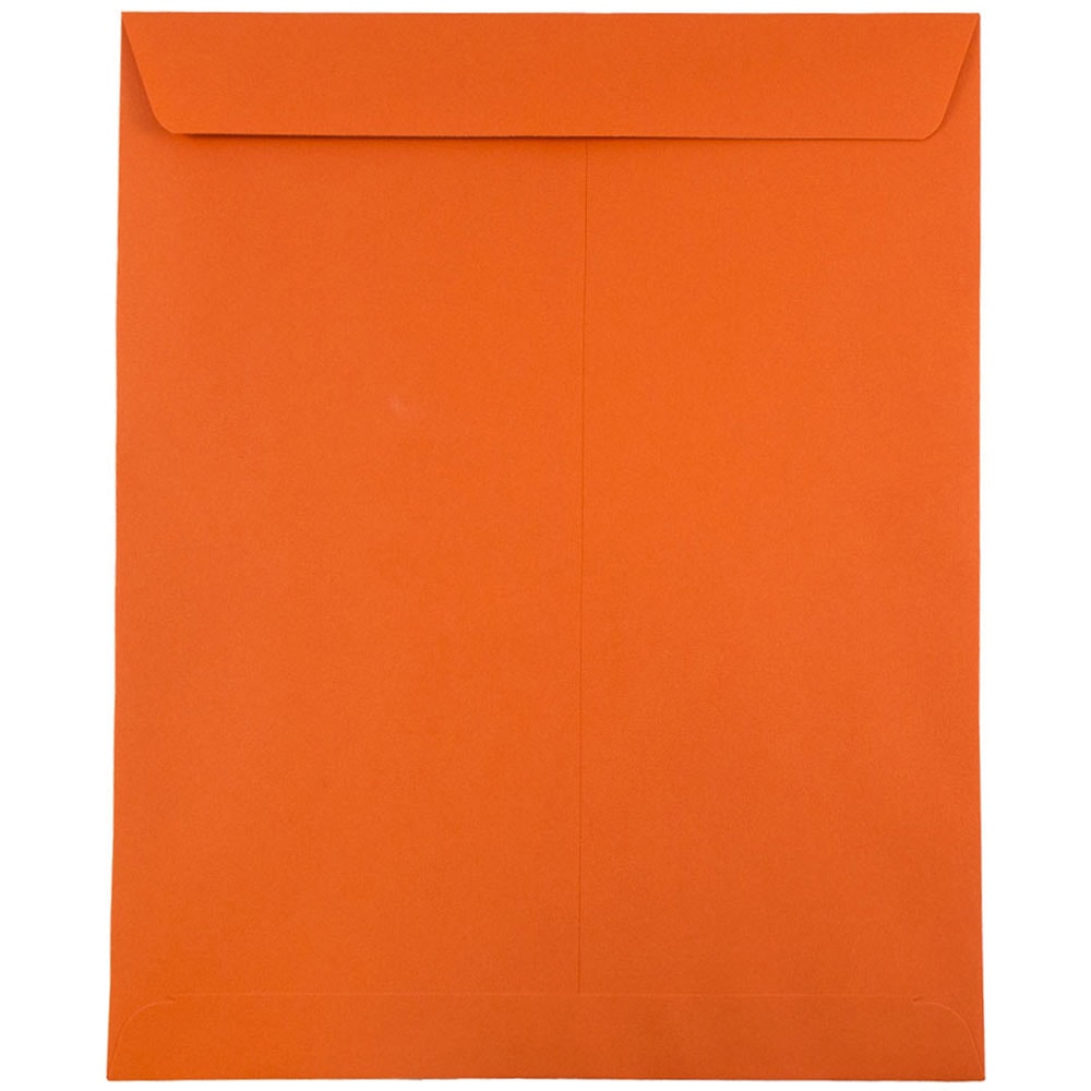 JAM Paper Open-End 10in x 13in Catalog Envelopes, Gummed Closure, 30% Recycled, Orange, Pack Of 10