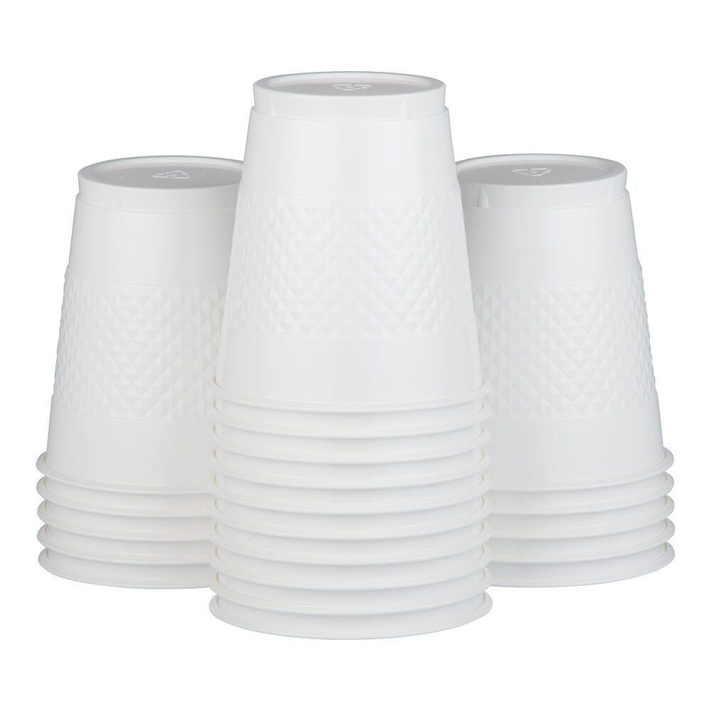 JAM PAPER Plastic Party Cups, 12 oz, White, 20 Glasses/Pack