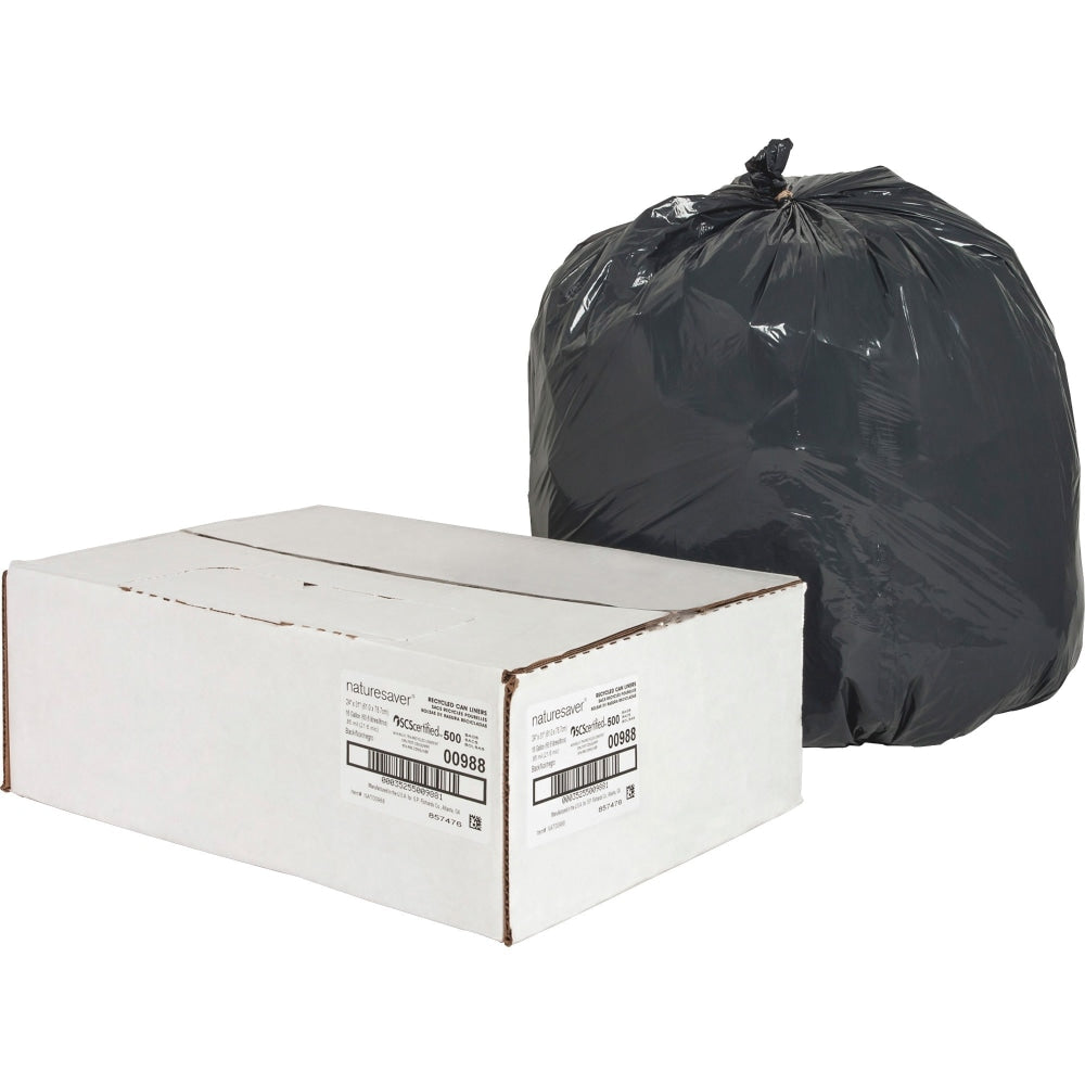 Nature Saver 0.85 mil Can Liners, 16 Gallons, 24in x 31in, 75% Recycled, Black, Box Of 500
