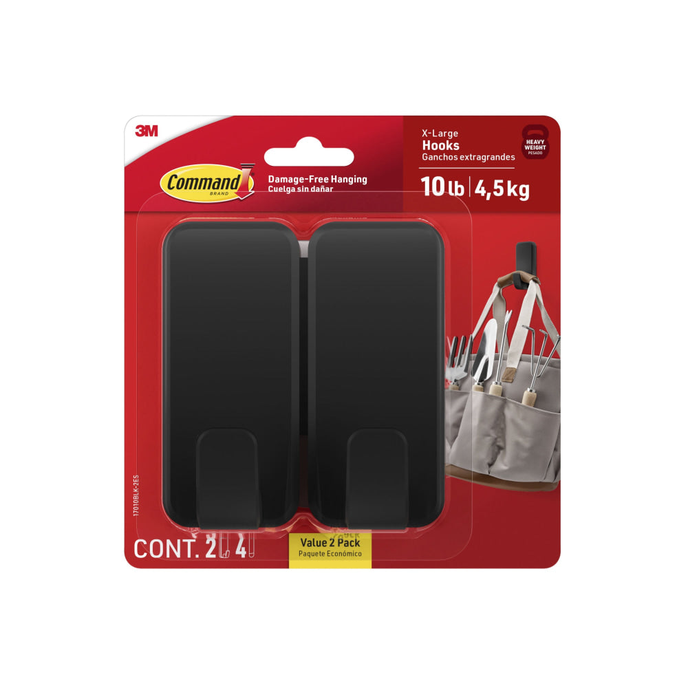 Command Jumbo Hook, 2 XL Hooks, 4 Adhesive Strips, Damage Free Hanging, No Tools Wall Hanging Strips For Living Spaces