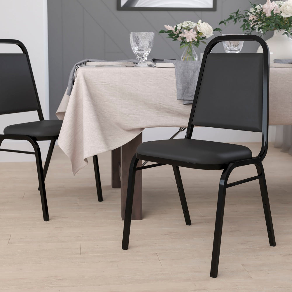 Flash Furniture HERCULES Series Trapezoidal-Back Stacking Banquet Chair With Thick Seat, Black