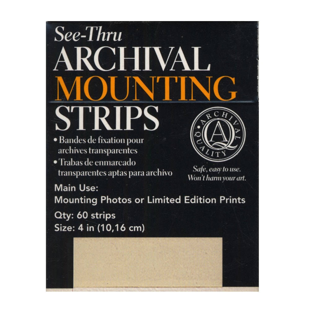 Lineco Self-Stick Mounting Strips, 4in, 60 Strips Per Pack, Case Of 2 Packs