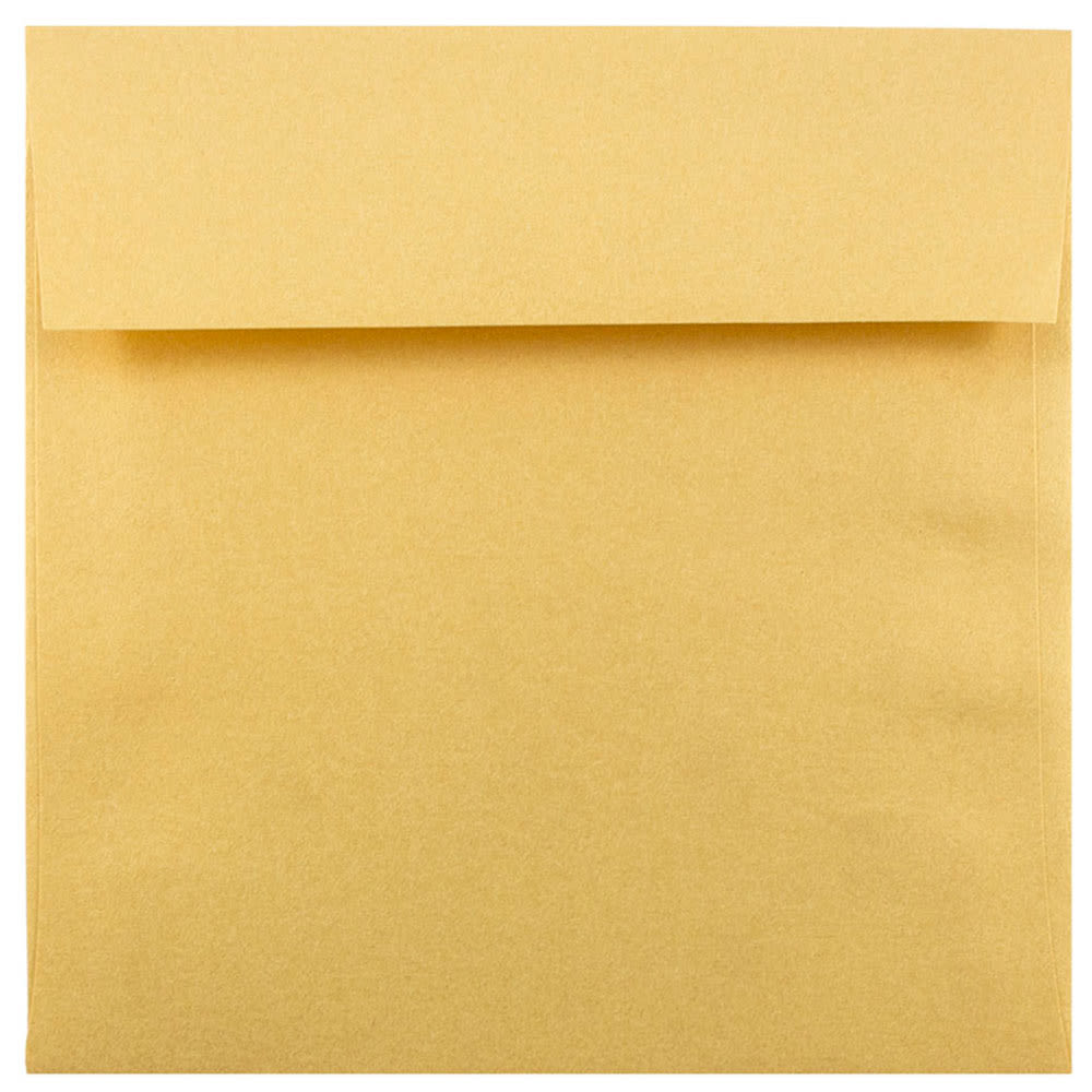 JAM Paper Square Stardream Metallic Envelopes, 6 1/2in x 6 1/2in, Gummed Seal, Gold, Pack Of 25