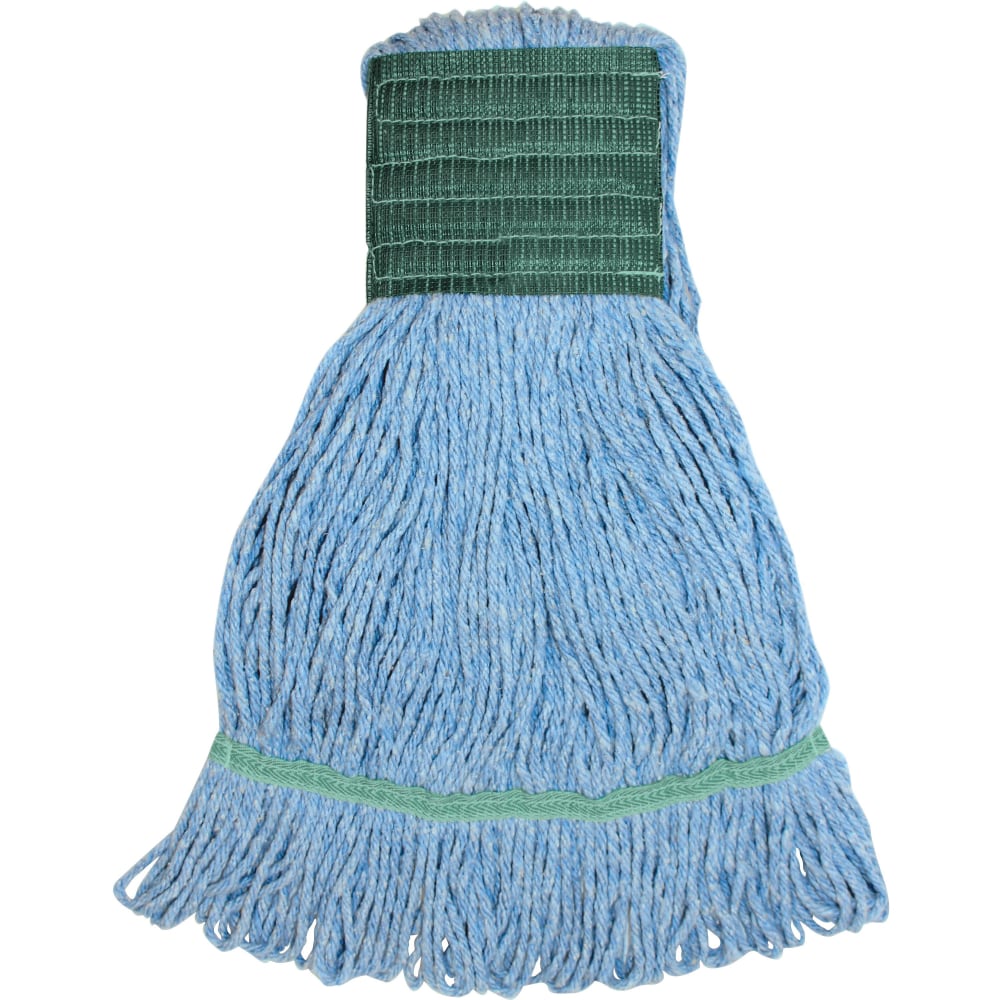 Genuine Joe Synthetic Blend Medium Mophead - Medium - Looped Ends, Durable, Launderable, Headband - Rayon, Cotton, Rayon, Fiber - Blue - 16 oz