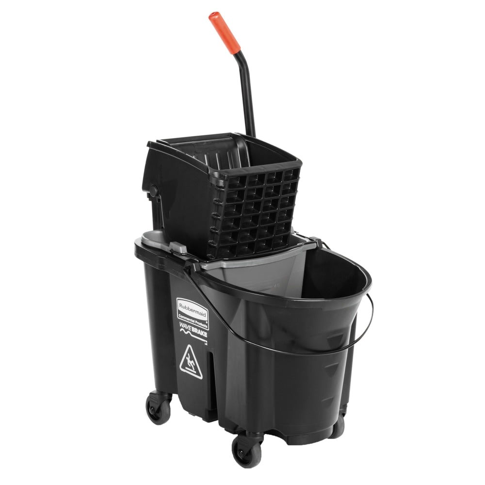 Rubbermaid WaveBrake Plastic Side-Press Wringer/Bucket Combo, 35 Qt, Black