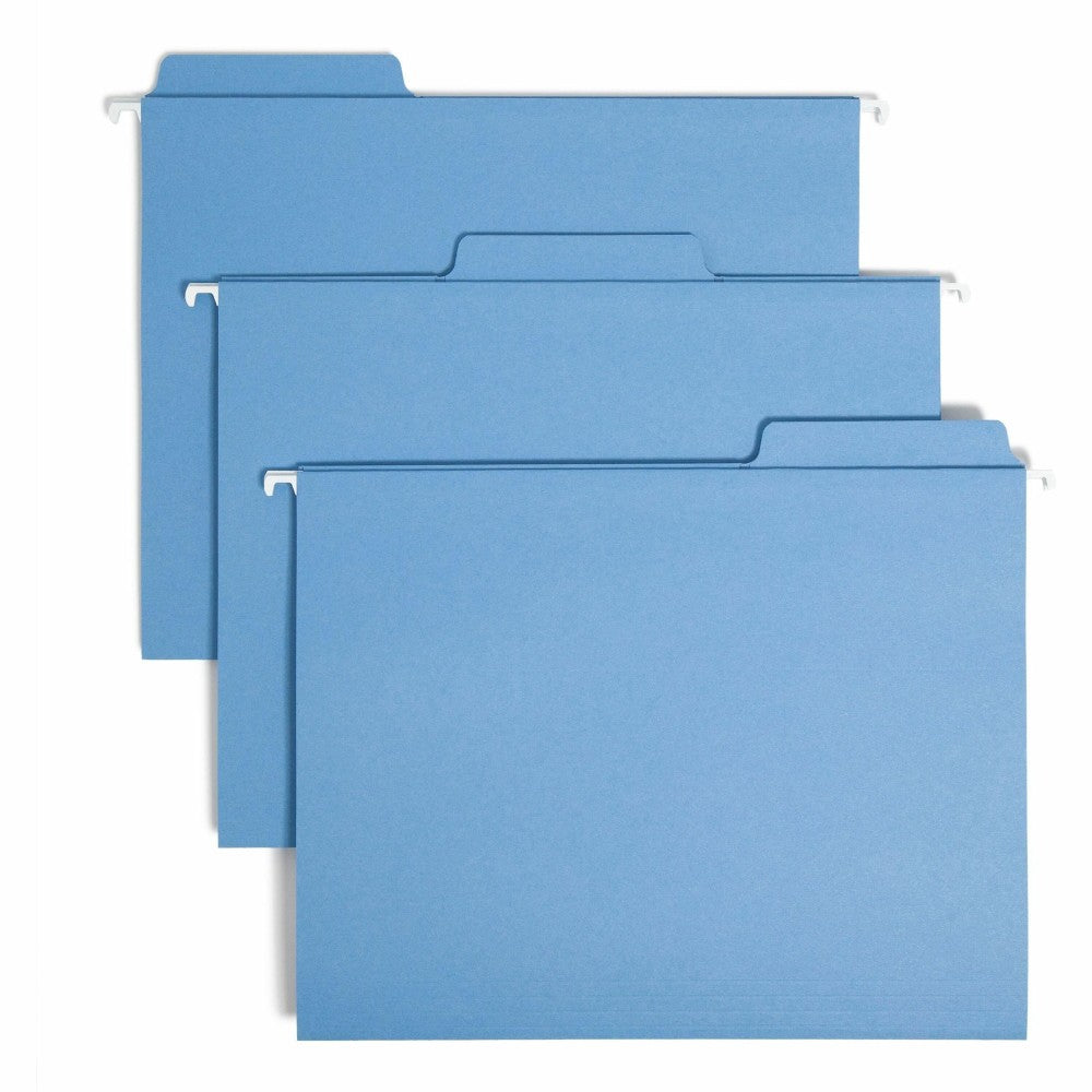 Smead FasTab Hanging File Folders, Letter Size, Blue, Box Of 20