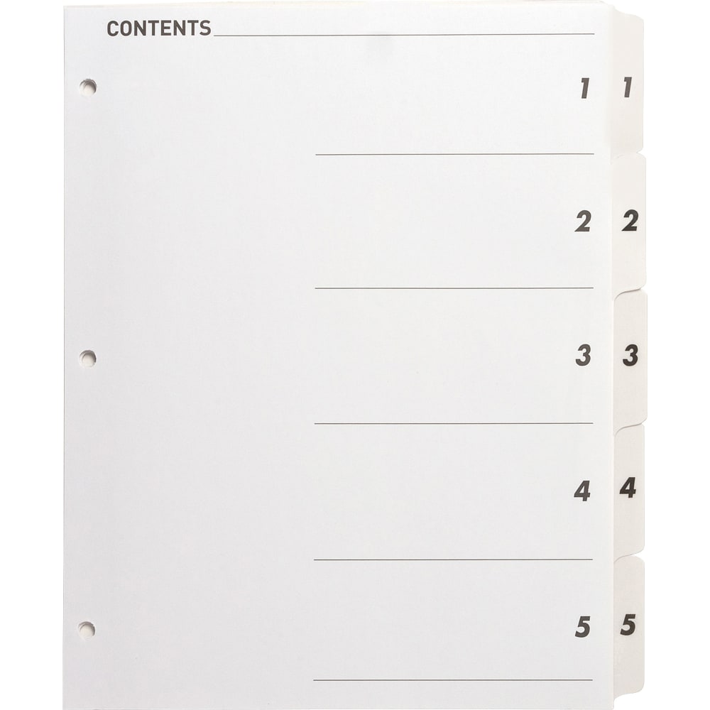 Sparco Quick Index Dividers With Table Of Contents Page, 1-5, White