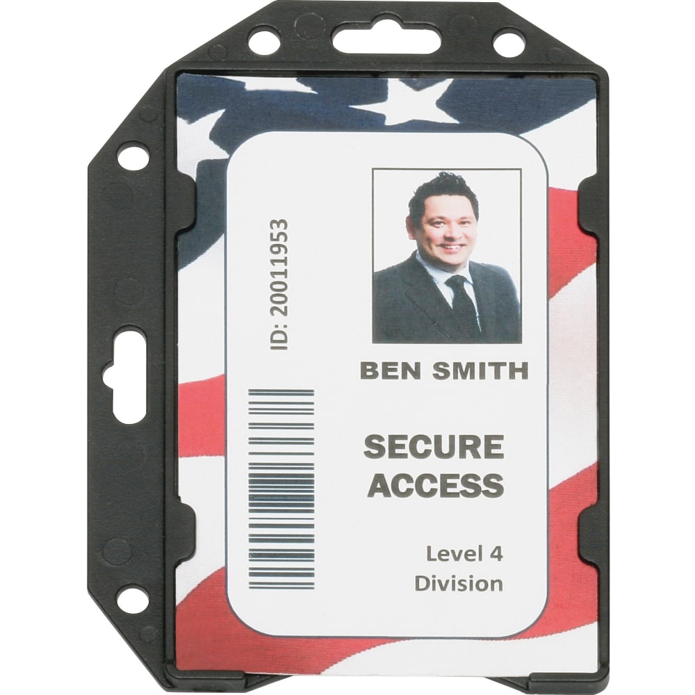 SKILCRAFT RFID Shielded ID Card Holder, Horizontal, Vertical, 3.8inH x 2.5inW, Clear, Black, 1 Dozen, TAA Compliant