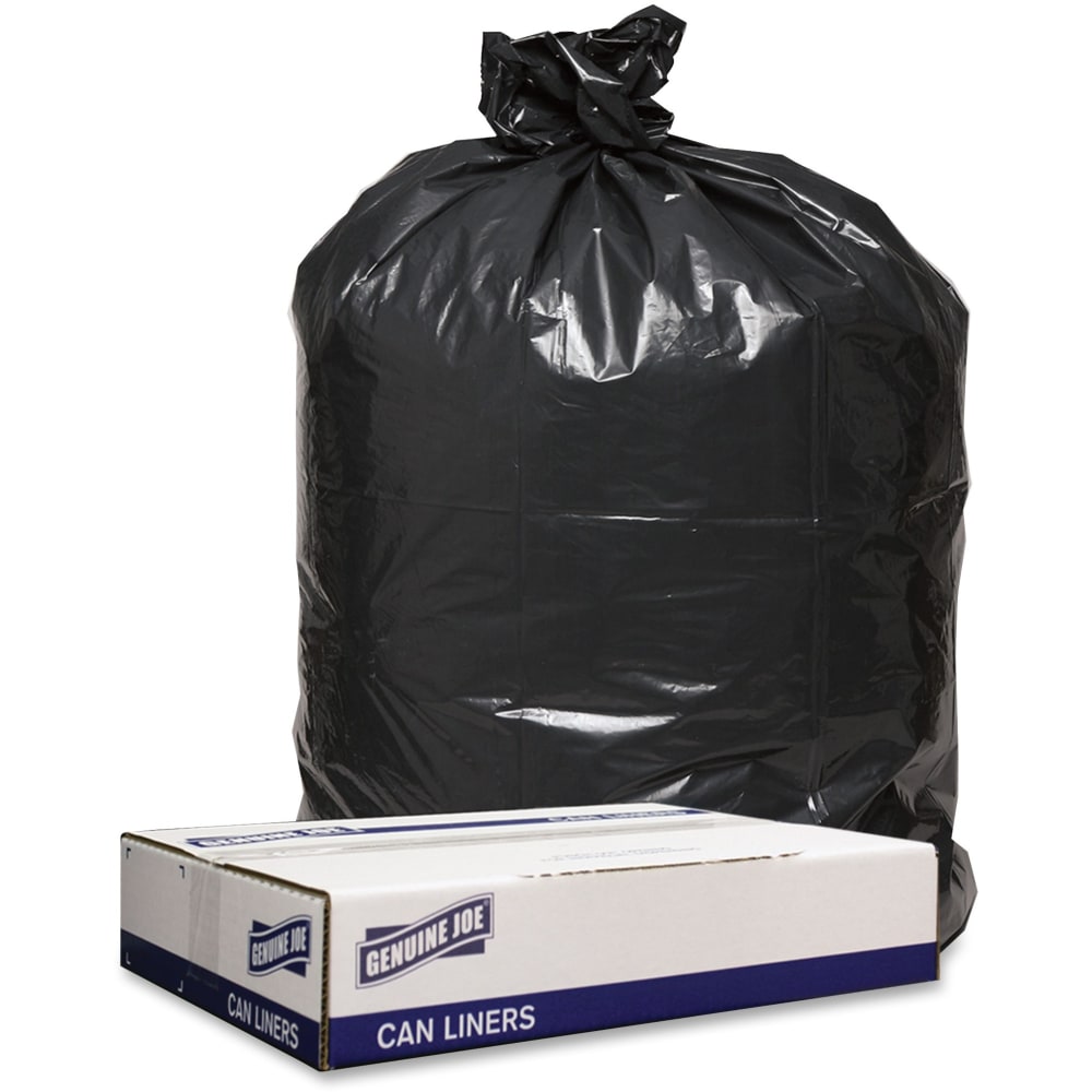 Genuine Joe Low Density Black Can Liners, 56 gal Capacity, 43inx 47in, 1.20 mil (30 Micron) Thickness, 100 Count - 98210