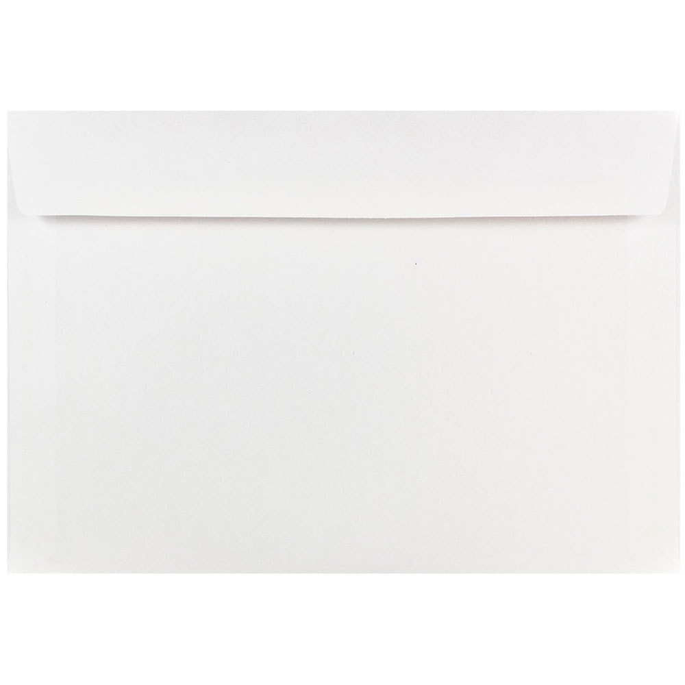 JAM Paper Booklet Envelopes, 7in x 10in, Gummed Seal, White, Pack Of 25