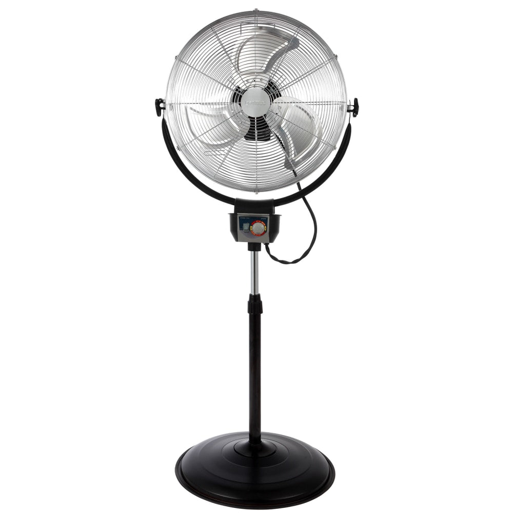 Optimus 20in Adjustable Industrial-Grade HV Oscillating Stand Fan With Chrome Grill, 30in x 24in, Black