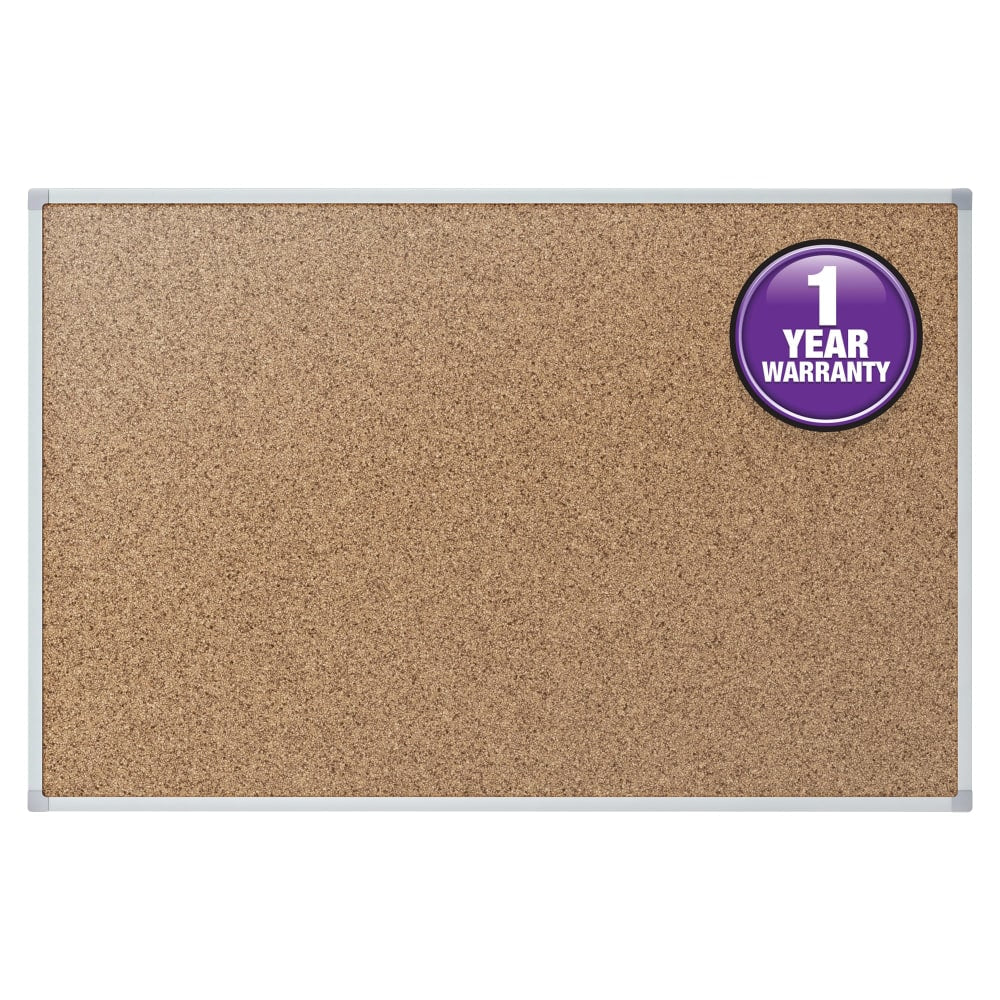 Mead Bulletin Board, 24in x 18in, Aluminum Frame With Natural Silver Finish