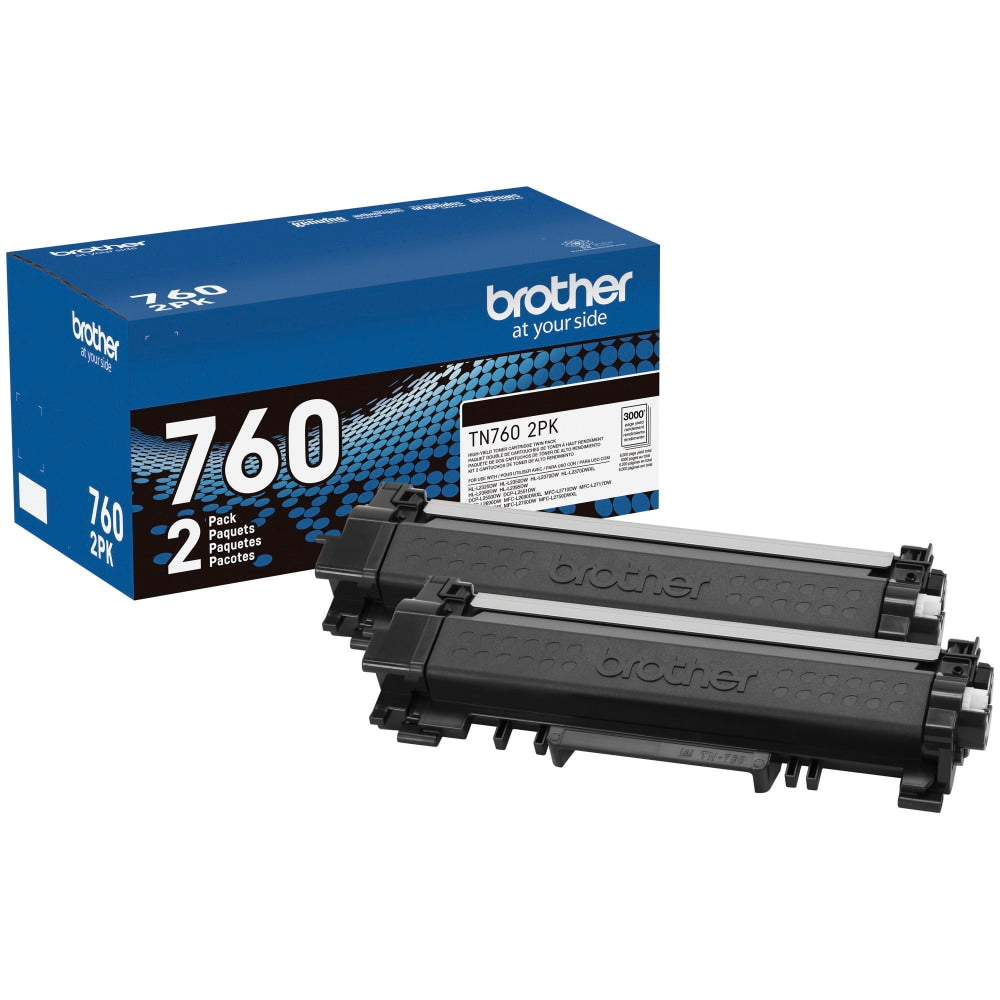 Brother Genuine Black High Yield Toner Cartridge 2-Pack TN7602PK