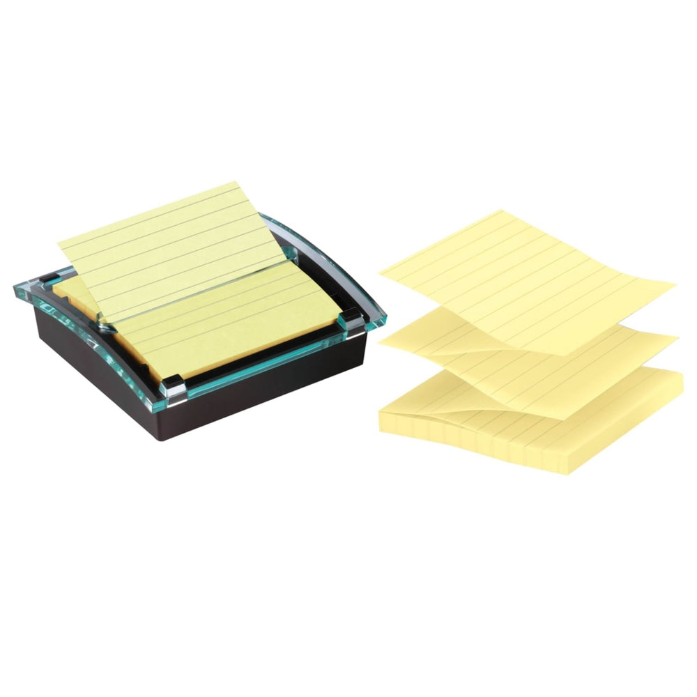 Post-it Note Dispenser, 4 x 4 in, 1 Dispenser, 3 Pads, 90 Sheets/Pad, Black Base Clear Top, Sticky Notes Holder for Desk or Classroom