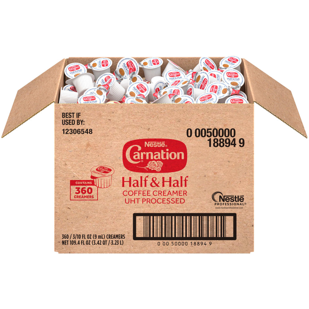 Carnation Half-And-Half Liquid Coffee Creamer, Original Flavor, 0.3 Oz Single Serve, 360/Pack