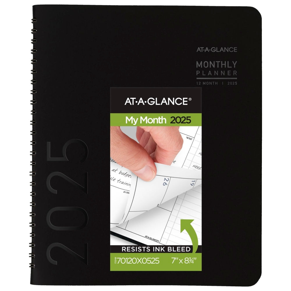 2025 AT-A-GLANCE Contemporary Monthly Planner, 7in x 8-3/4in, Black, January To December, 70120X05