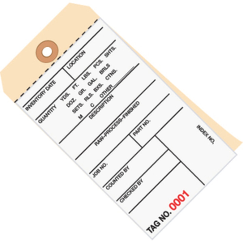 B O X Packaging Manila Inventory Tags, 2-Part Carbonless, 1500-1999, Box Of 500