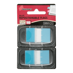 SKILCRAFT Self-Stick Rectangular Flags, 1in x 1 3/4in, Blue, 50 Flags Per Dispenser, Pack Of 2 (AbilityOne 7510-01-621-1307)