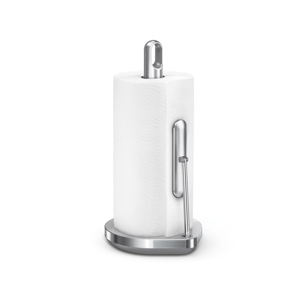 simplehuman Stainless Steel Tension Arm Paper Towel Holder, 14-1/2inH x 7inW x 8inD, Brushed Silver