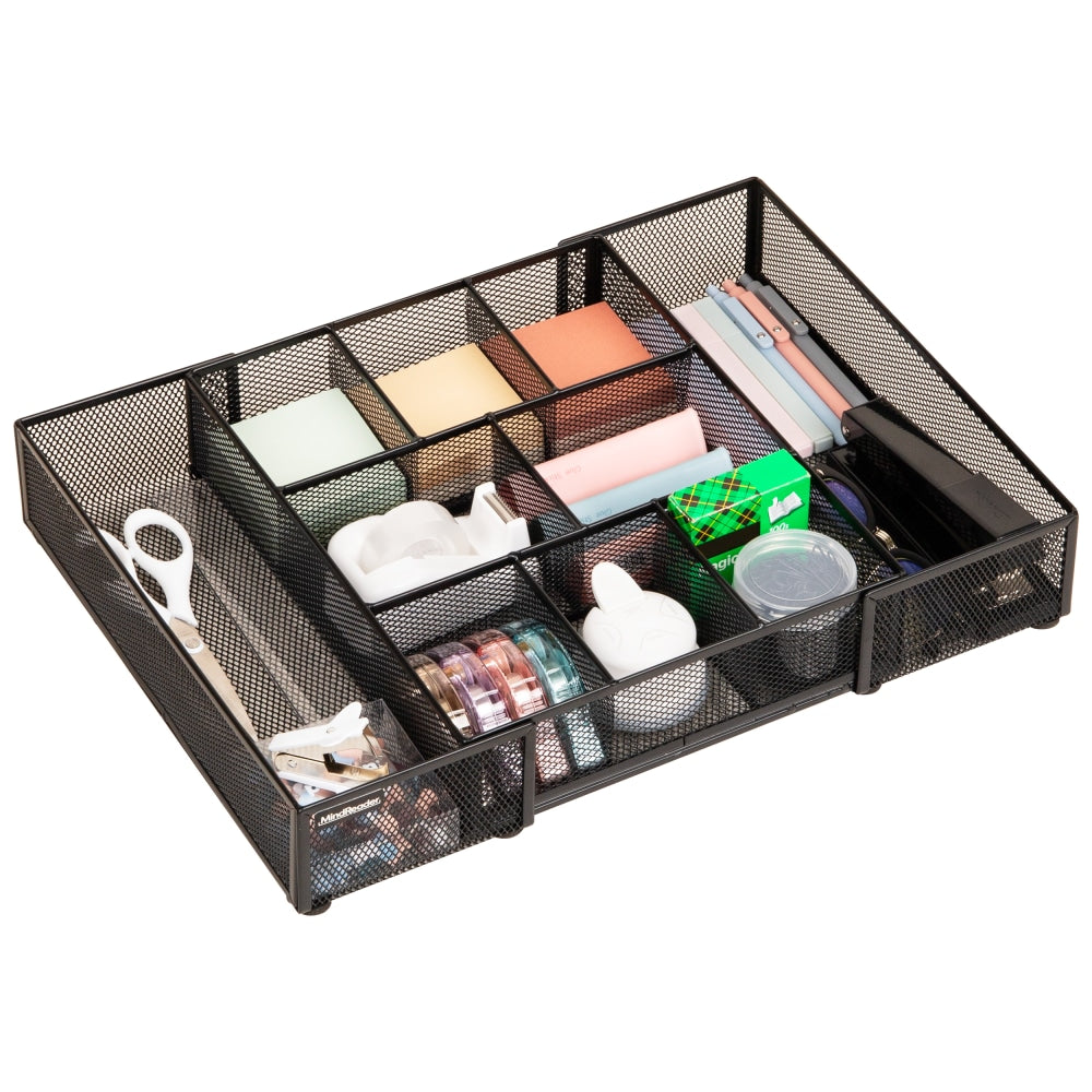 Mind Reader Expandable Mesh Desk Drawer Organizer, 2-3/4inH x 12inW x 17-1/8inD, Black, Total Qty 1