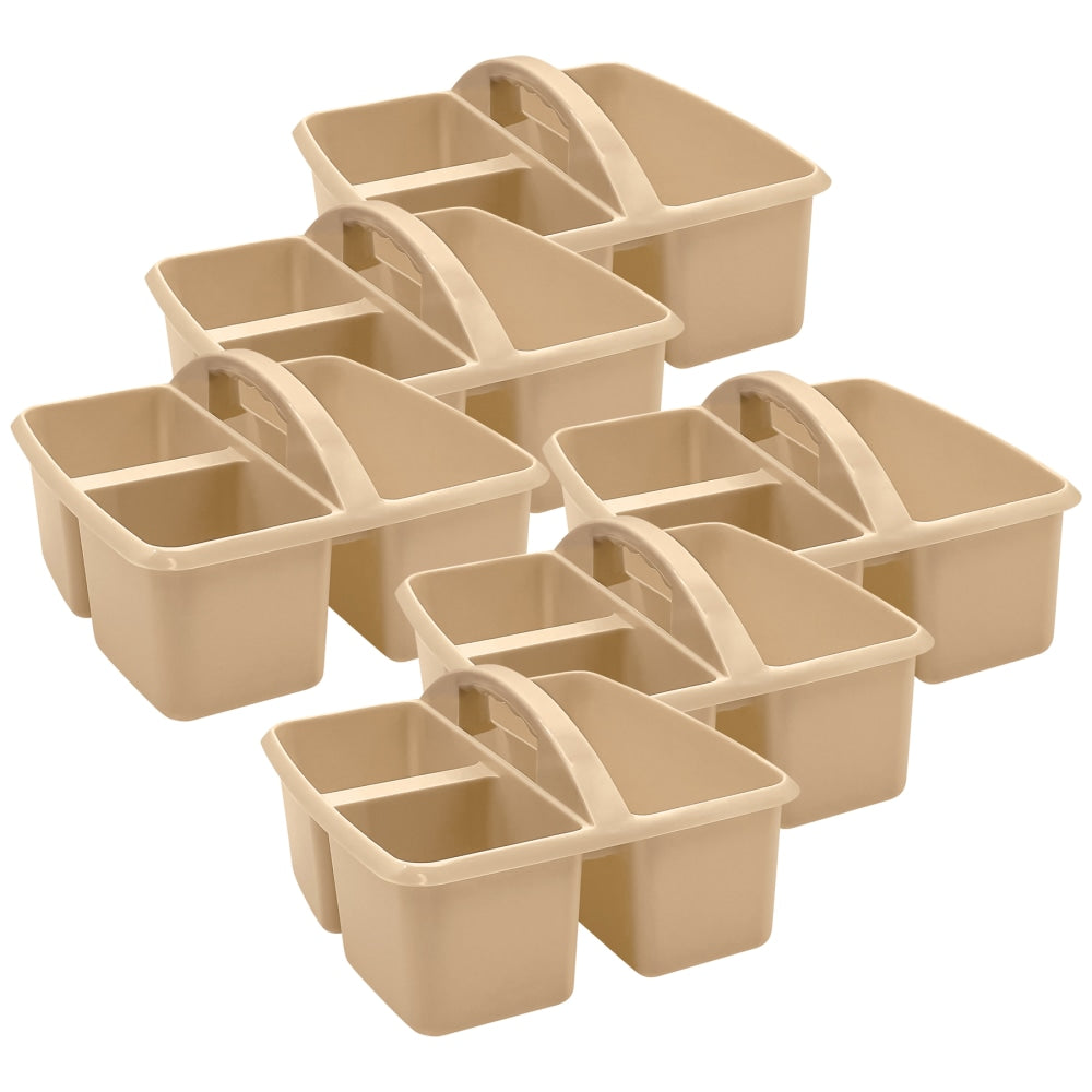 Teacher Created Resources Plastic Storage Caddies, 5-1/4inH x 9-1/4inW x 9inD, Light Brown, Pack Of 6 Caddies