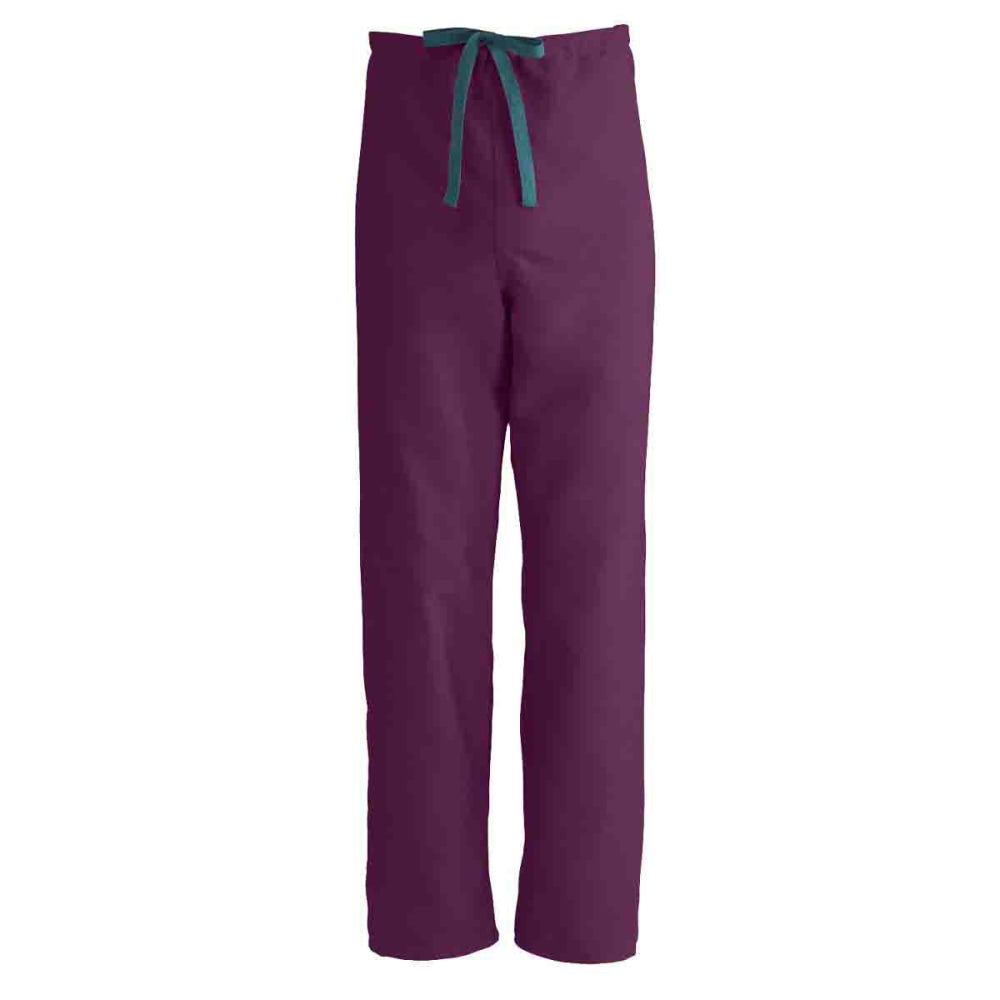 Medline ComfortEase Unisex Reversible Drawstring Scrub Pants, X-Small, Wine