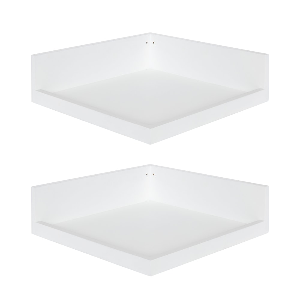 Kate And Laurel Levie Wall Shelves, 3-1/2inH x 12inW x 12inD, White,  Set Of 2 Shelves