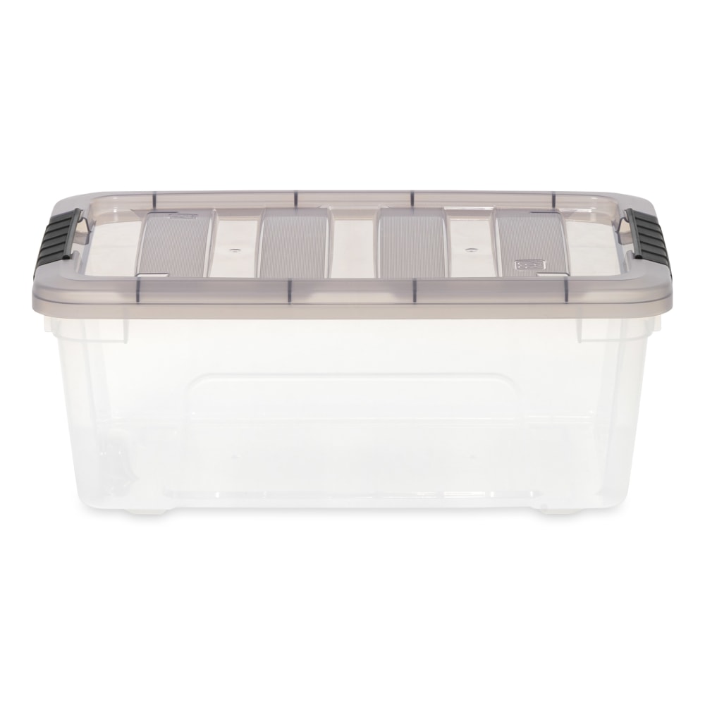 Iris Stack & Pull Storage Boxes, 3.14 Gallon, Clear/Gray, Set Of 8 Boxes